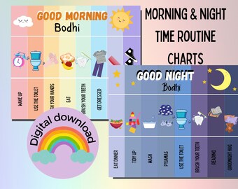 Grafico PICTURE ROUTINE FLIP del mattino e della buonanotte, best seller stampabile della routine per bambini