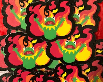 Kermit the Frog "burn" Sticker