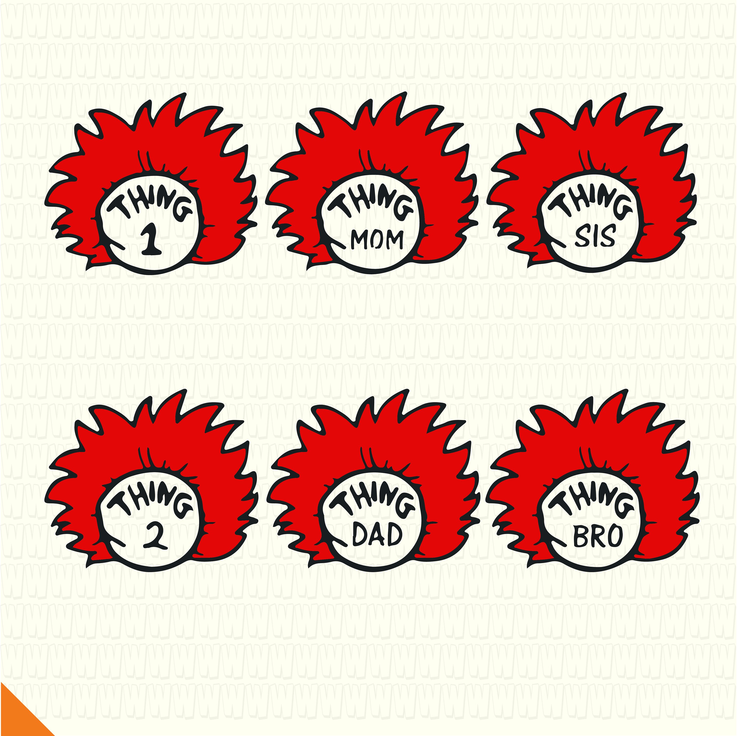 Thing 1 and thing 2 cat in the hat svg png etsy
