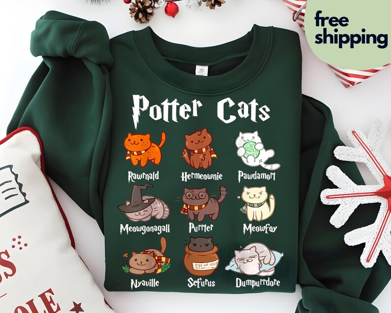 Potter Cat Green Sweatshirt