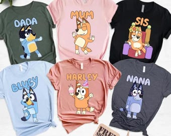 T-shirts personnalisés assortis à une famille de chiens bleus : t-shirts de fête d'anniversaire