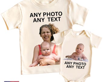 T-shirt photo personnalisé pour enfant, T-shirt avec texte personnalisé, T-shirt avec image personnalisée, T-shirts à faire soi-même, Vêtements pour bébé, T-shirt avec visage