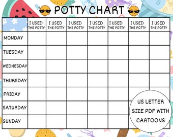 Tableau d'apprentissage de la propreté pour les enfants, programme pour les tout-petits (téléchargement numérique)