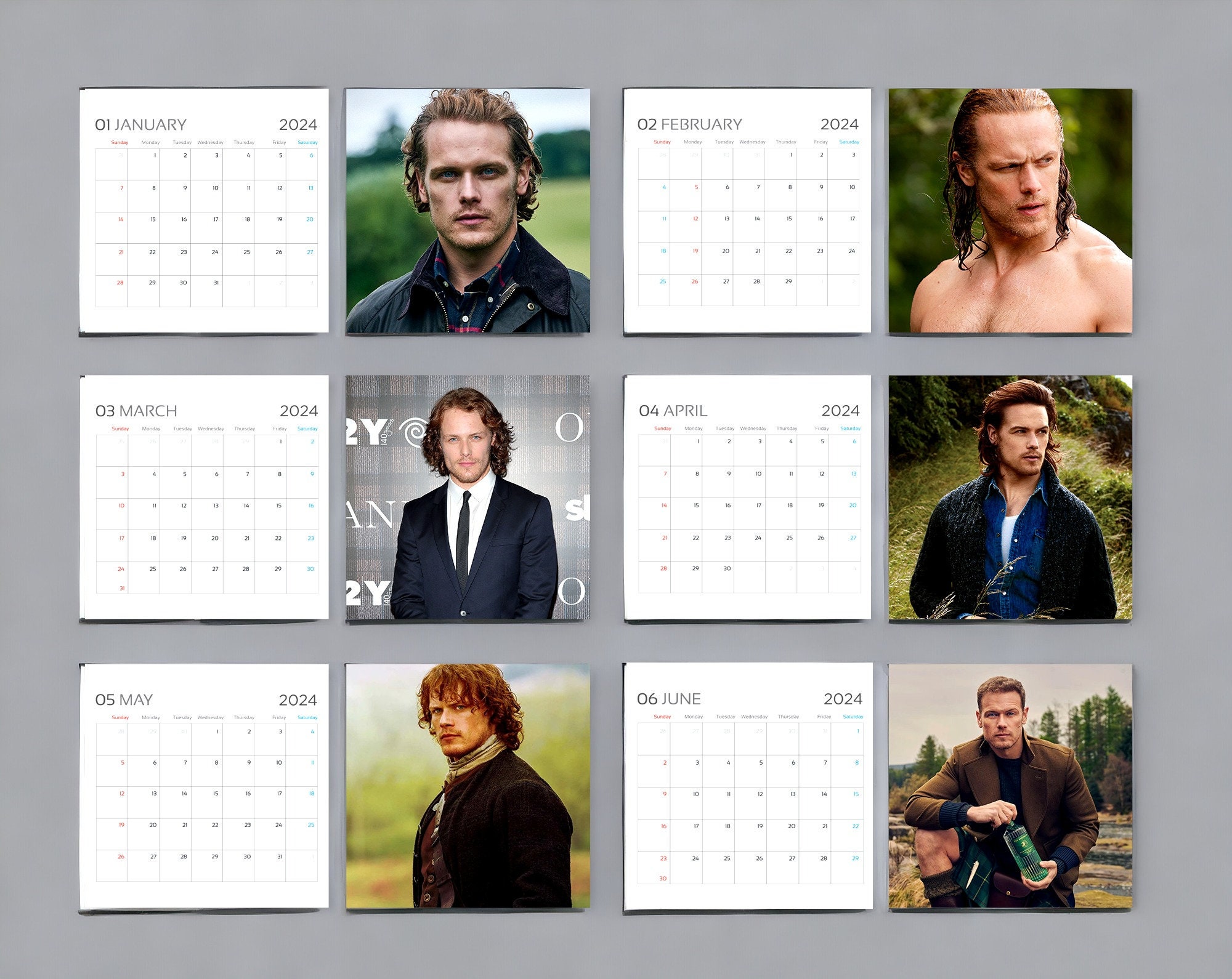Sam 2024 Calendar Heughan 2024 Wall Calendar Celebrities Etsy Australia