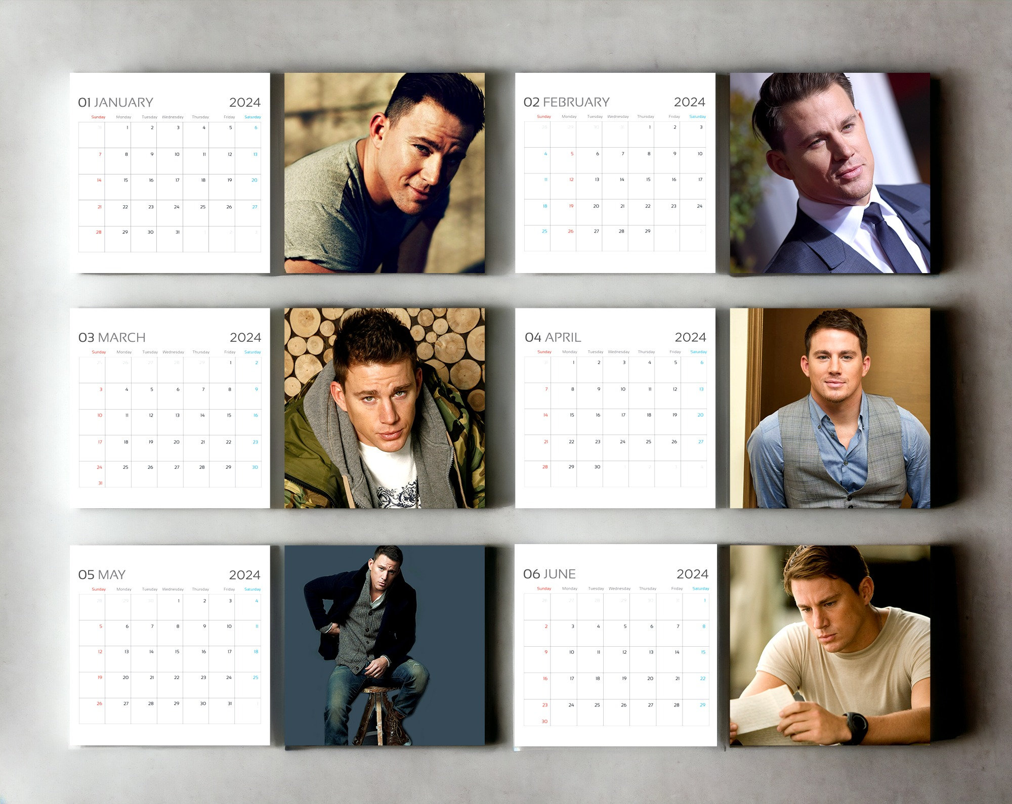 Channing 2024 calendar,Tatum 2024 wall calendar,Celebrities calendar