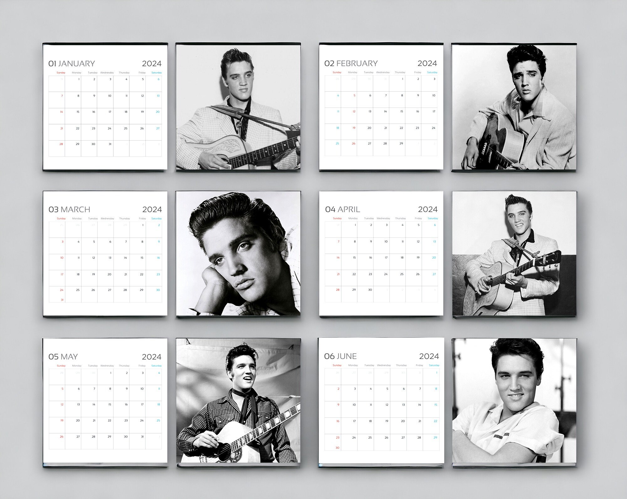 The King in Concert 2024 calendar, Elvis 2024 wall calendar, Presley