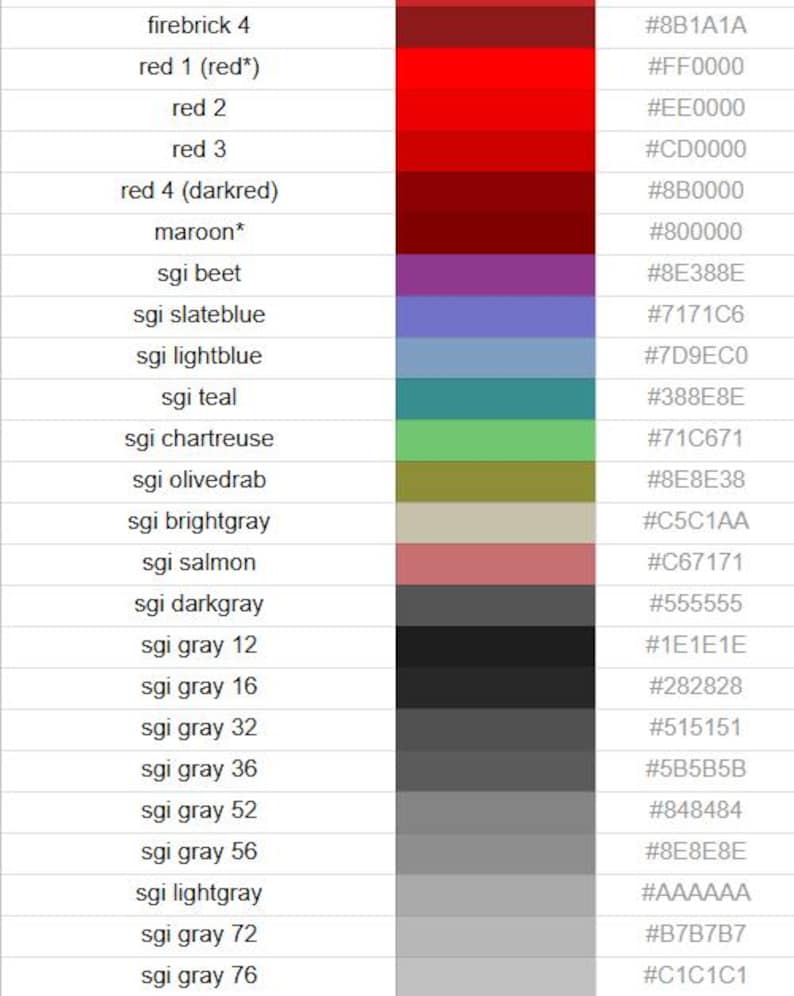 Smartsheet Color Code Guide.pdf 1000+ Color Hex Codes Chart PDF Digital Download - Etsy