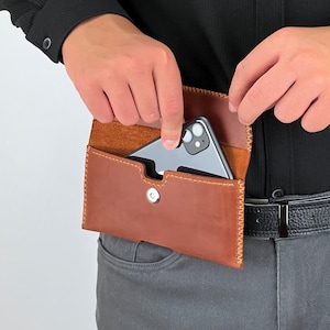 Fondina in pelle personalizzata per cellulare/Supporto da cintura personalizzato per smartphone/Custodia per iPhone 15, 16, 17 Pro Max, Plus/Samsung S25, Pixel Pouch