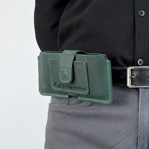 Waist Cell Phone Holster with Card Slot| Handcrafted Custom Leather Smartphone Belt Holder| iPhone 15, 16, 17 Pro Max, Air, Samsung Pouch