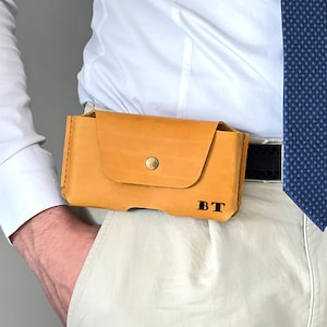 Étui de ceinture en cuir pour smartphone | Support pour téléphone personnalisé avec passant de ceinture| Coque personnalisée pour iPhone 12| 13| 14| 15| 16 Pro Max| Étui fait main