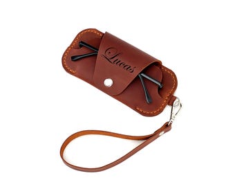Personalized Leather Glasses Case: Handmade Crazy Horse Leather, Custom Engraving