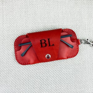 Personalized Leather Glasses Case: Slim Sunglasses Holder with Wrist Strap