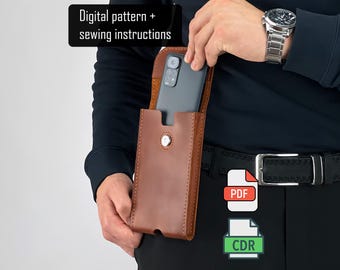 Leather Smartphone Holster Pattern| DIY Belt Phone Case (PDF & CDR)| Waist iPhone, Samsung Pouch