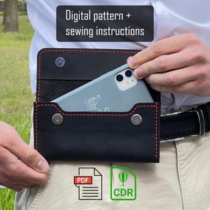 pdf| Telefoonriemholster met CDR-patroon| Handgemaakte iPhone 15| 16| Digitale download voor 17 Pro-case| Sjabloon houder voor digitale smartphone