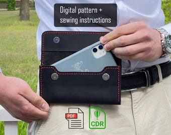 Molde para coldre de couro para celular | PDF, modelo de capa para smartphone em CDR (download digital)