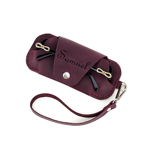 Personalized Leather Glasses Case: Handmade Crazy Horse Leather Sunglasses Pouch