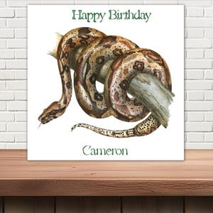 Personalisierte Geburtstagskarte Haustier Reptil Boa Constringens Schlange - irgendein Name - oder einfach nur alles Gute zum Geburtstag
