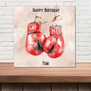 Tarjeta de cumpleaños personalizada: Deporte - Guantes de boxeo - Cualquier nombre - O simplemente "Feliz cumpleaños"