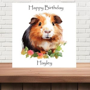 Carte d'anniversaire personnalisée pour animaux de compagnie, cochon d'Inde - N'importe quel nom - ou tout simplement joyeux anniversaire