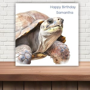 Gepersonaliseerde verjaardagskaart huisdier reptiel schildpad - elke naam - of gewoon een gelukkige verjaardag