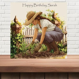 Carte d'anniversaire personnalisée, jardinage - heure de la plantation - n'importe quel nom - ou tout simplement joyeux anniversaire