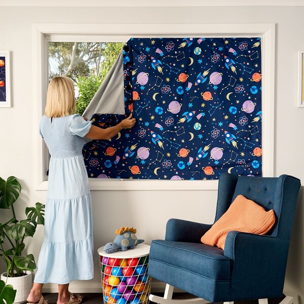 Portable Blackout Blinds For Nursery or Kids Bedroom - Cosmic Space