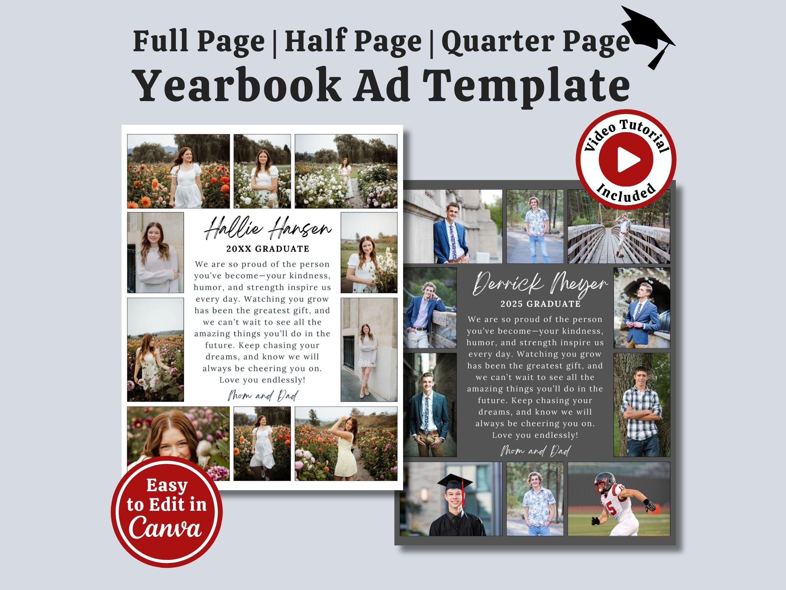 Sample Grad Ad Yearbook Ad Template High School Grad Announcement Senior Graduation ...