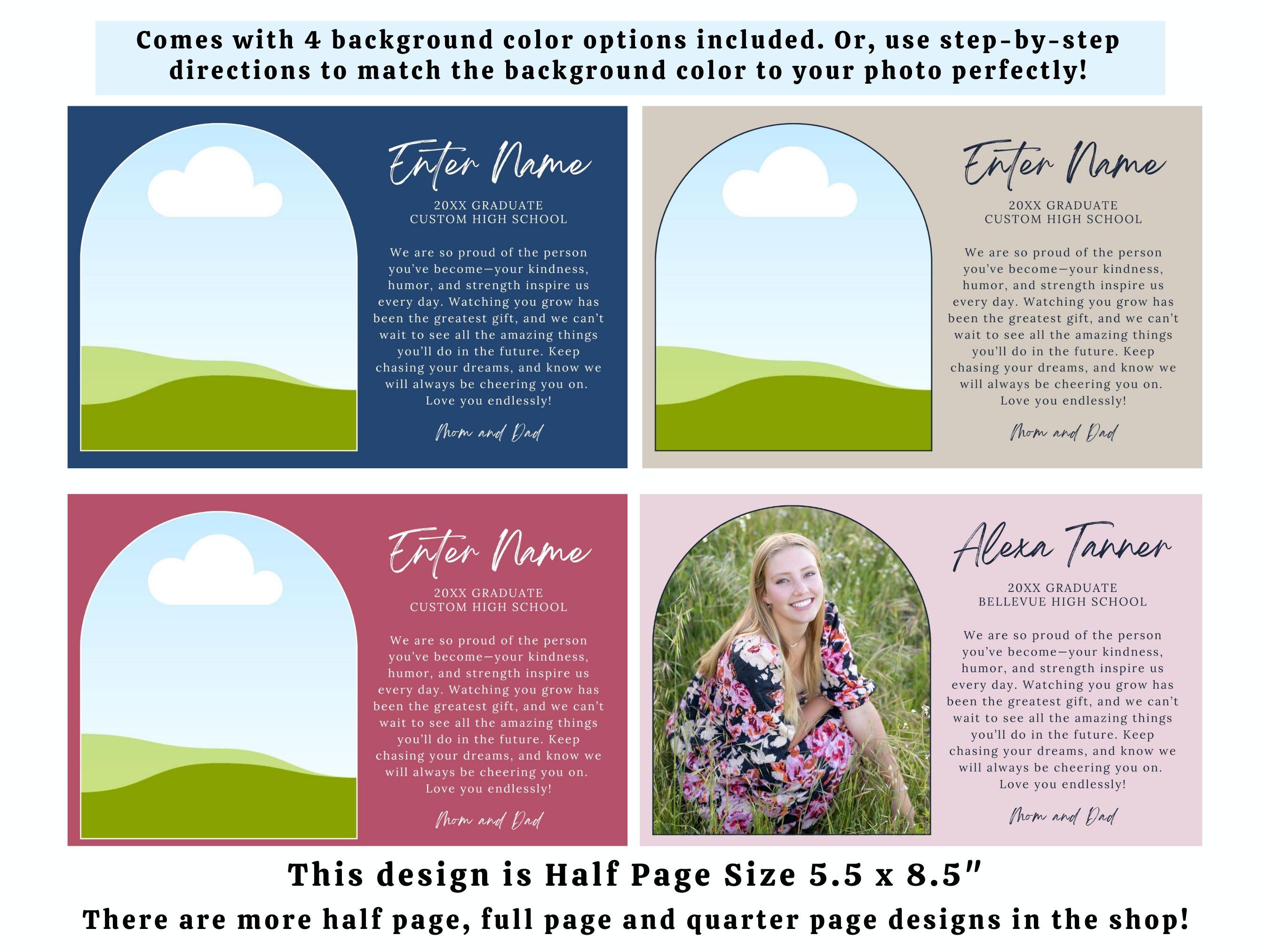 Yearbook Ad Template Half Page Layout Canva Senior Tribute Girl 2025 ...