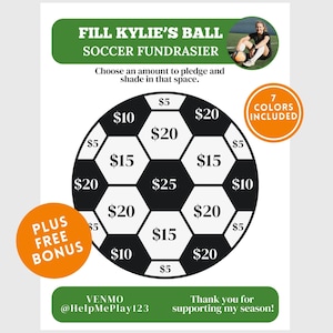 Editable Soccer Fundraiser Fill My Ball Soccer Fundraising Sheet Canva Template Printable Color My Ball Soccer Donation Tracker Soccer Team