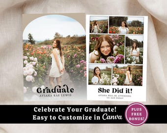 Graduation Announcement 2025 Template, Graduation Party Invitation Template, Minimalist Senior Announcement Card, Modern Grad Photo Invite