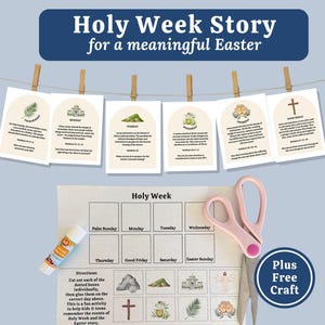 Easter Story Cards Holy Week Count Down Printable Activity Craft for Kids Family Easter Advent Cards Digital Download Bible Palm Sunday LDS