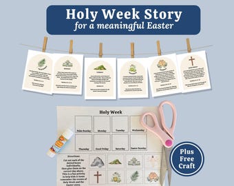 Easter Story Cards Holy Week Count Down Printable Activity Craft for Kids Family Easter Advent Cards Digital Download Bible Palm Sunday LDS