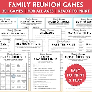 Family Reunion Games Bundle, Fun Family Reunion Activities, Family Reunion Icebreaker Ideas, Family Reunion Trivia Games All Ages