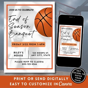 Basketball Team Party Banquet Invitation End of Season Basketball