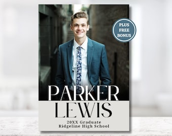Abitur Ankündigung Vorlage Abitur Einladung 2026 Vorlage Senior Grad Party Jungen bearbeitbar in Canva Jungen Graduierung Karte einladen
