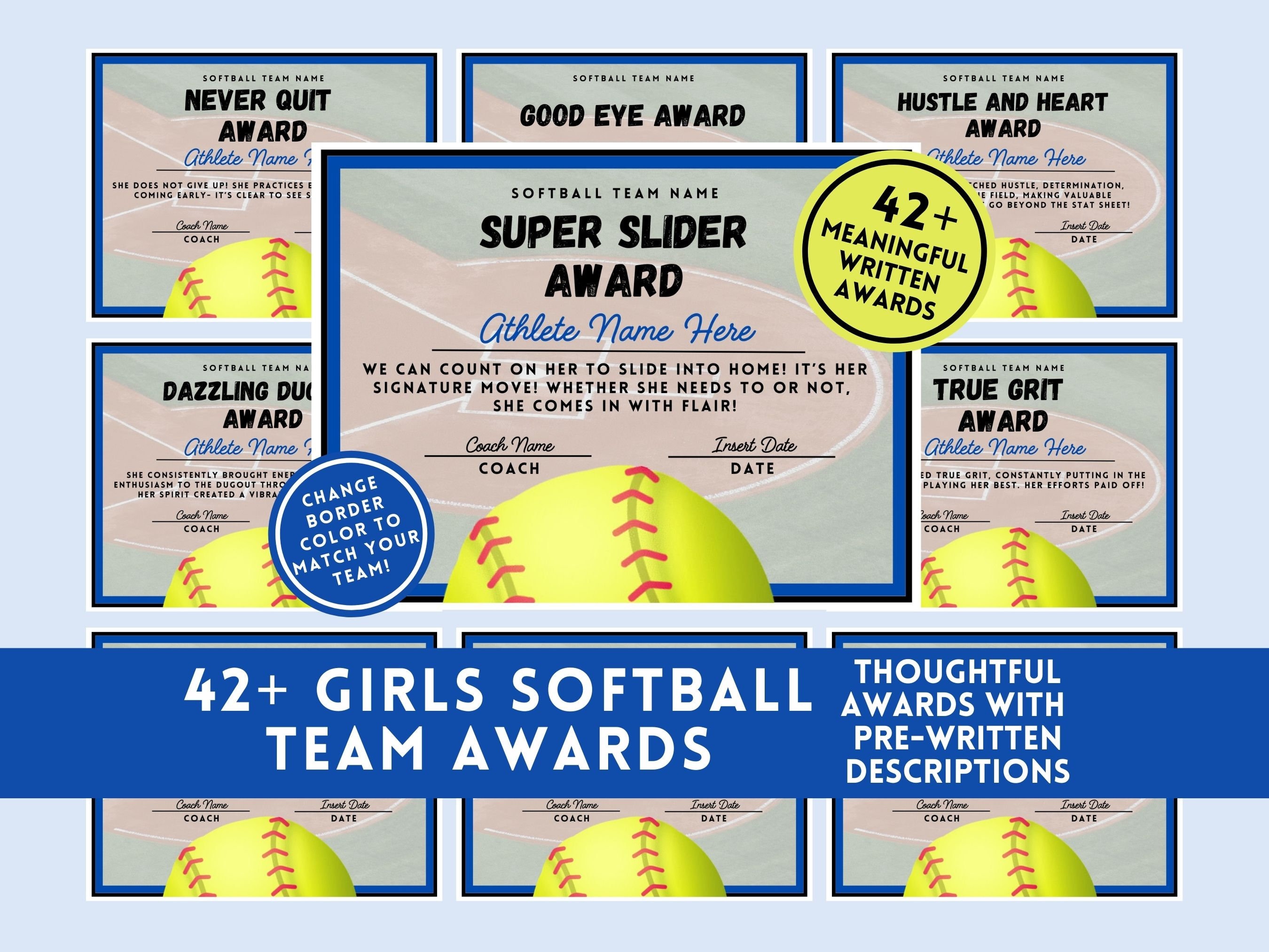 Editable Softball Award Certificate Template Softball Team Award Ceremony End of Season Party Printable Canva Team Party Printable Template