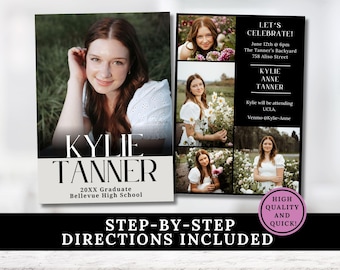 Graduation Announcement Template Graduation Invitation 2026 Template Senior Grad Party Girls Editable in Canva Girls Graduation Card Invite