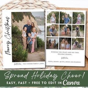 Christmas Card Photo Template Editable in Canva Printable Xmas Card Photo Holiday Card with Pictures Modern Minimalist Christmas Cards