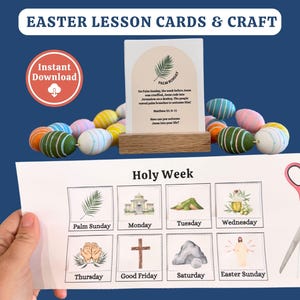 Easter Study Cards Holy Week Countdown Printable for Kids Family Easter Advent Cards Christian Gift Digital Download Bible Palm Sunday