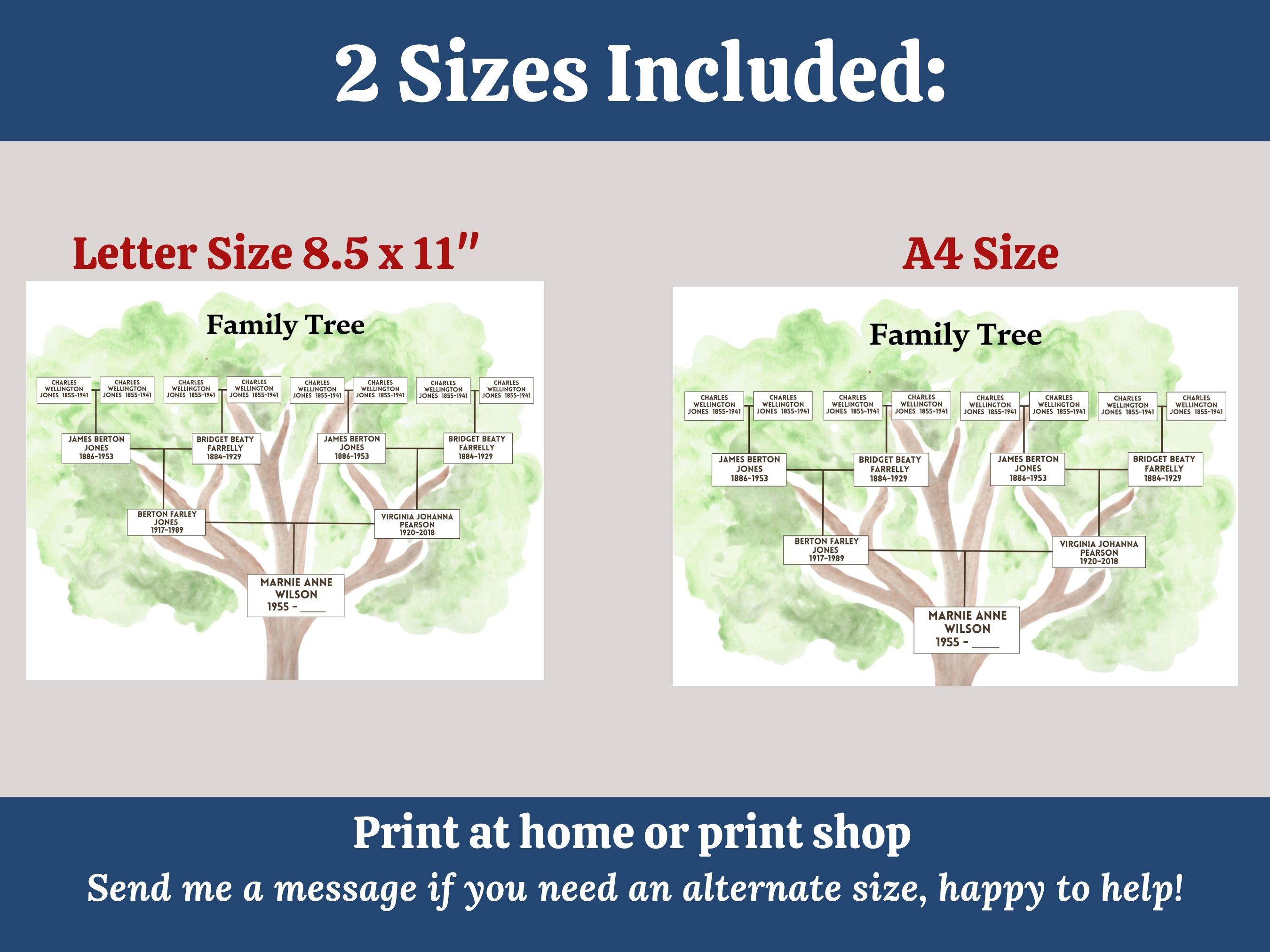Family Tree Template 4 Generation, Family Tree Chart, Editable ...