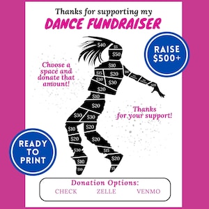 Editable Dance Fundraiser Template, Dance Team Fundraising Flyer, Printable Donation Canva Template, Sponsor my Dancer, Dance Flyer Idea