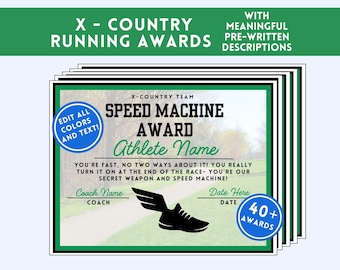 Cross Country Award Certificate Editable X Country Awards Ceremony Printable End of Season Running Template Canva X-Co Team Party Printable