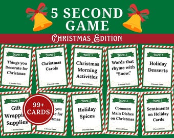 Gioco di Natale da 5 secondi, gioco di Natale stampabile, attività rompighiaccio natalizia per bambini e adulti, famiglia, classe, ufficio, festa di gruppo