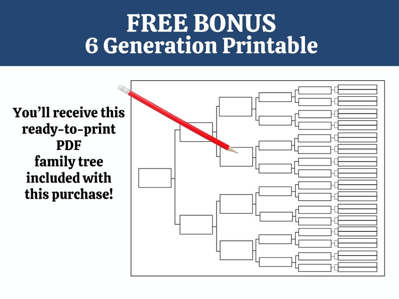 Family Tree Template 6 Generation, Editable Canva Family Reunion Tree ...