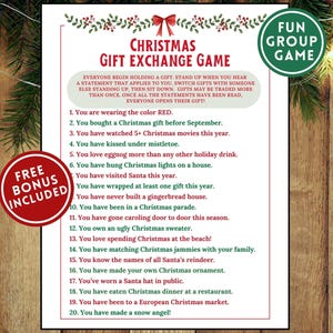 Kerstcadeau uitwisselen Spel witte olifant Kerstfeestspellen Afdrukbare kerstspellen voor gezinnen Feesten Kerstactiviteit tieners