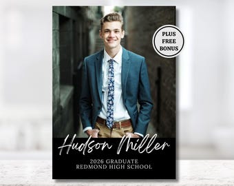 Graduation Announcement Template Graduation Invitation 2026 Template Senior Grad Party Boys Editable in Canva Boys Graduation Card Invite
