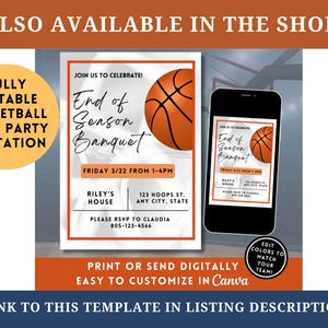 Basketball Award Certificate Editable Award Ceremony Printable End of Season Basketball Canva Basketball Team Party Printable Template image 10