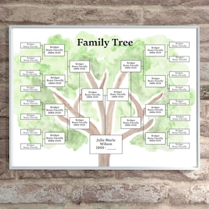 Editable Family Tree Template 5 Generation, Family Tree Chart, Printable for Family Reunion Gifts, Pedigree Chart, Genealogy Chart, Canva