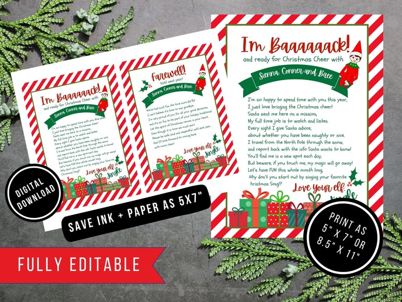 Editable Elf Letter, Elf Farewell Letter, Downloadable Personal