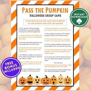 Pass the Pumpkin Game Halloween Printable Left Right Game Halloween ...